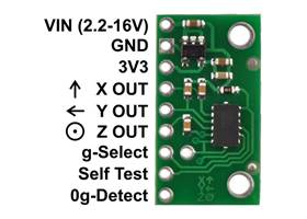 3-axis accelerometer with regulator, labeled top view
